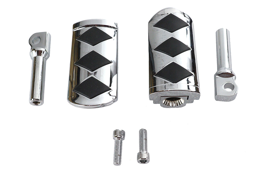 HARLEY Diamond Style verstellbares Fußrasten-Set Chrom passend für alle Modelle mit weiblichem Montageblock