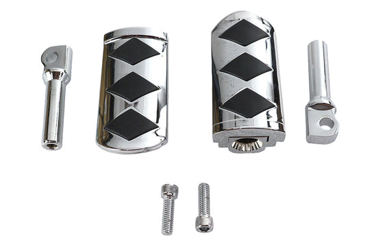 HARLEY Diamond Style verstellbares Fußrasten-Set Chrom passend für alle Modelle mit weiblichem Montageblock