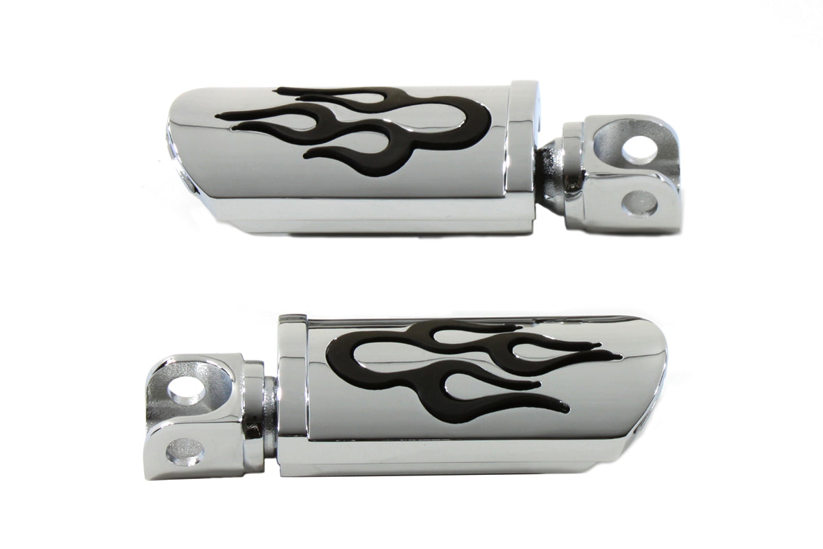 HARLEY Flame Style Verstellbares Fußrasten-Set Chrom Passend für alle Modelle mit Steckeraufnahme