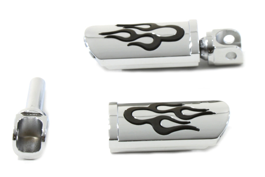 HARLEY Flame Style Verstellbares Fußrasten-Set Chrom Passend für alle Modelle mit Steckeraufnahme