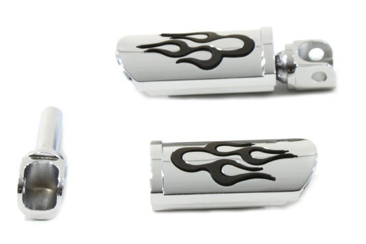 HARLEY Flame Style Verstellbares Fußrasten-Set Chrom Passend für alle Modelle mit Steckeraufnahme