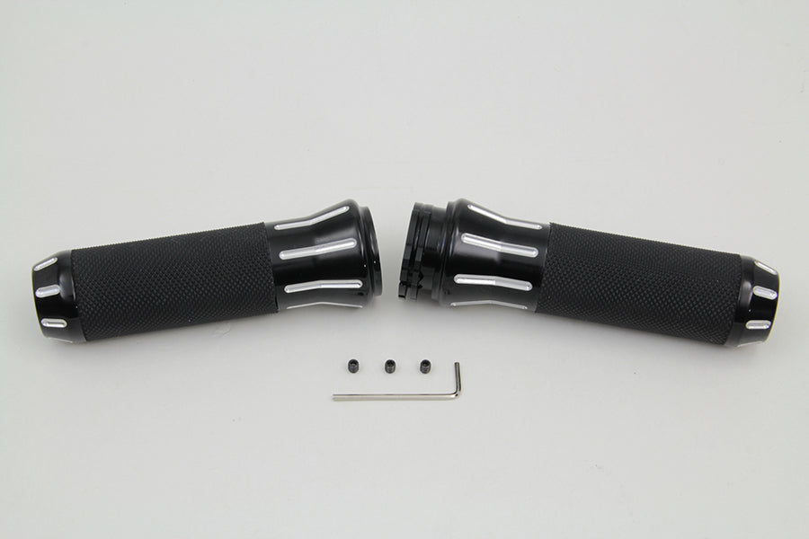 HARLEY Schwarzes Griffset mit schwarzen Endkappen Passend für 1982-1984 FX, 1982-1984 FL, 1982-UP XL, 1984-20