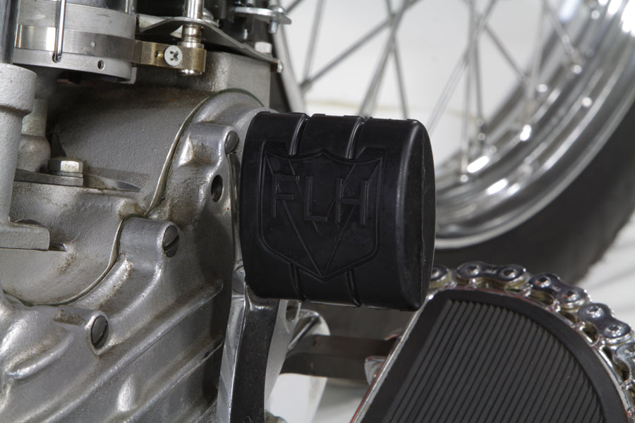 HARLEY schwarzes Gummi-Bremspedalpad mit FLH-Logo, passend für 1936-1940 EL, 1941-1984 FL,