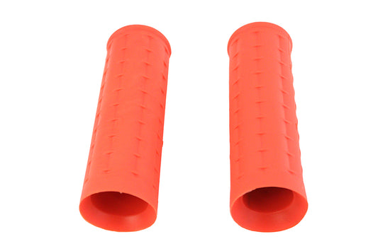 HARLEY Replica Waffle Handlebar Grip Set with Plug Hole Orange fits 1974-1984 FL,  1974-1984 FX,  1974-UP XL,  1984-2015 FXST,  1986-2015 FLST,  1982-1994 FXR,  1991-2015 FXD,  1979-2007 FLT,  1979-2007 FLT,