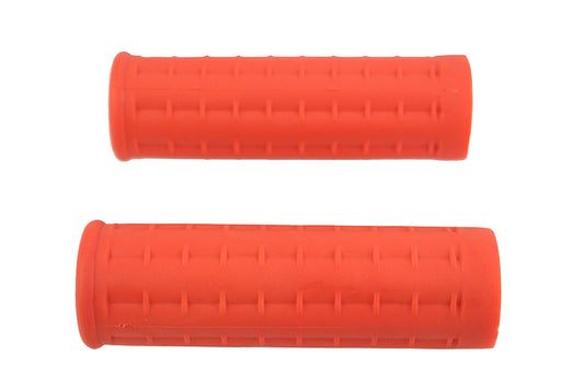 HARLEY Replica Waffle Handlebar Grip Set with Plug Hole Orange fits 1974-1984 FL,  1974-1984 FX,  1974-UP XL,  1984-2015 FXST,  1986-2015 FLST,  1982-1994 FXR,  1991-2015 FXD,  1979-2007 FLT,  1979-2007 FLT,