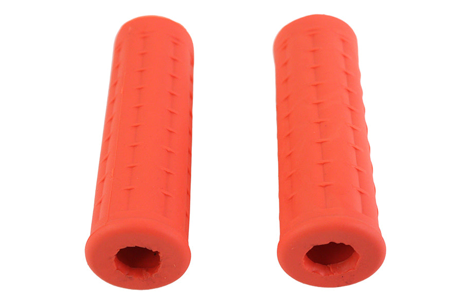 HARLEY Replica Waffle Handlebar Grip Set with Plug Hole Orange fits 1974-1984 FL,  1974-1984 FX,  1974-UP XL,  1984-2015 FXST,  1986-2015 FLST,  1982-1994 FXR,  1991-2015 FXD,  1979-2007 FLT,  1979-2007 FLT,