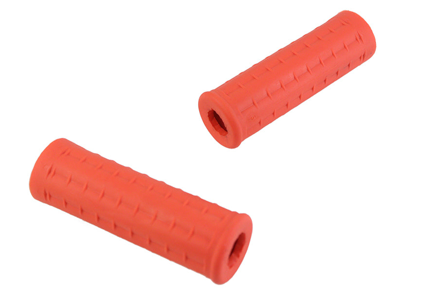 HARLEY Replica Waffle Handlebar Grip Set with Plug Hole Orange fits 1974-1984 FL,  1974-1984 FX,  1974-UP XL,  1984-2015 FXST,  1986-2015 FLST,  1982-1994 FXR,  1991-2015 FXD,  1979-2007 FLT,  1979-2007 FLT,