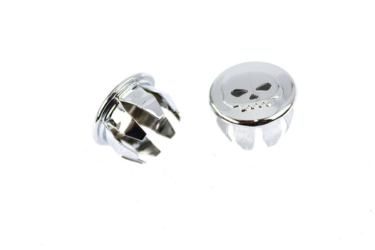 HARLEY Skull Handlebar End Plug Set Chrome fits 1953-1985 FL,  1953-1985 FL,  1970-UP XL,  1980-1999 FX,  1980-1999 FX,