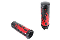 HARLEY Red Flame Style Grip Set with Black Ends fits 1996-2015 FXST,   1996-2015 FLST,   1996-2017 FXD,   1996-2007 FLT,