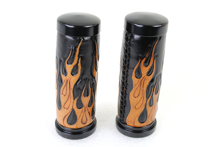 HARLEY Gasgriff-Set Amber Flame Style mit schwarzen Enden, passend für 2008-UP FLT, 2016-UP FXBB,