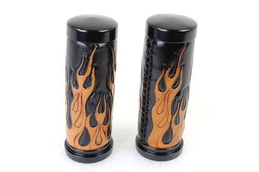 HARLEY Gasgriff-Set Amber Flame Style mit schwarzen Enden, passend für 2008-UP FLT, 2016-UP FXBB,