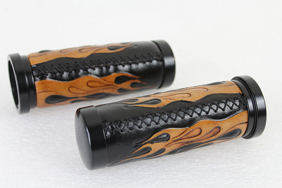 HARLEY Gasgriff-Set Amber Flame Style mit schwarzen Enden, passend für 2008-UP FLT, 2016-UP FXBB,