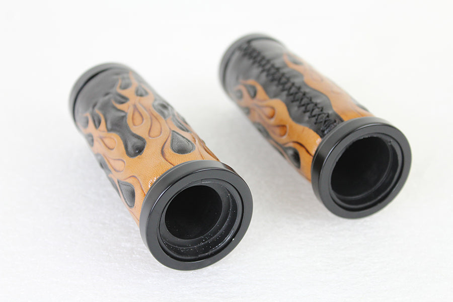 HARLEY Gasgriff-Set Amber Flame Style mit schwarzen Enden, passend für 2008-UP FLT, 2016-UP FXBB,