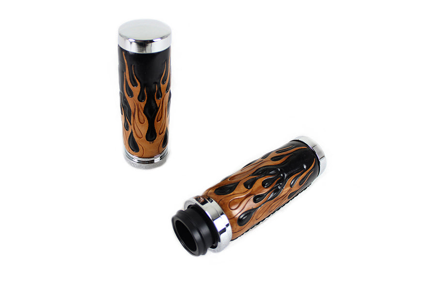 HARLEY Amber Flame Style Gasgriff-Set mit Chromenden, passend für FLT ab 2008, FXBB ab 2016