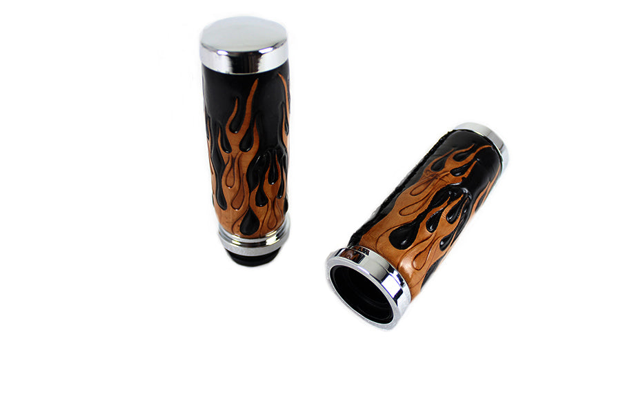 HARLEY Amber Flame Style Gasgriff-Set mit Chromenden, passend für FLT ab 2008, FXBB ab 2016