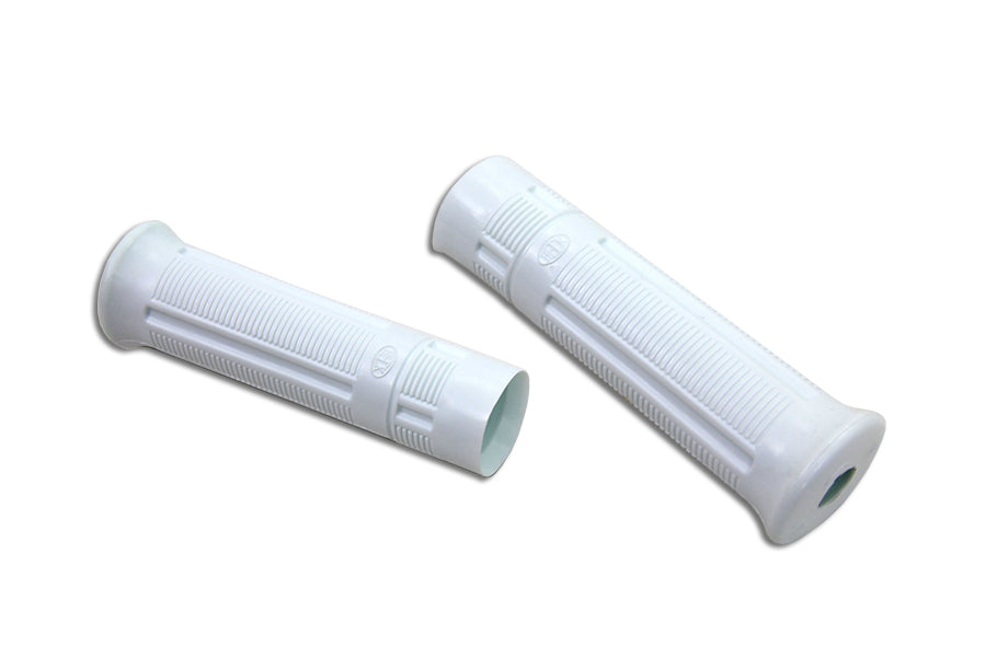 HARLEY White Beck Plastic Grip Set fits 1915-1935 J,  1936-1948 W,  1941-1948 FL,  1936-1948 EL,