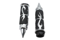 HARLEY Ultima Spiked Flame Grip Set Chrome Fits Custom 0- , application