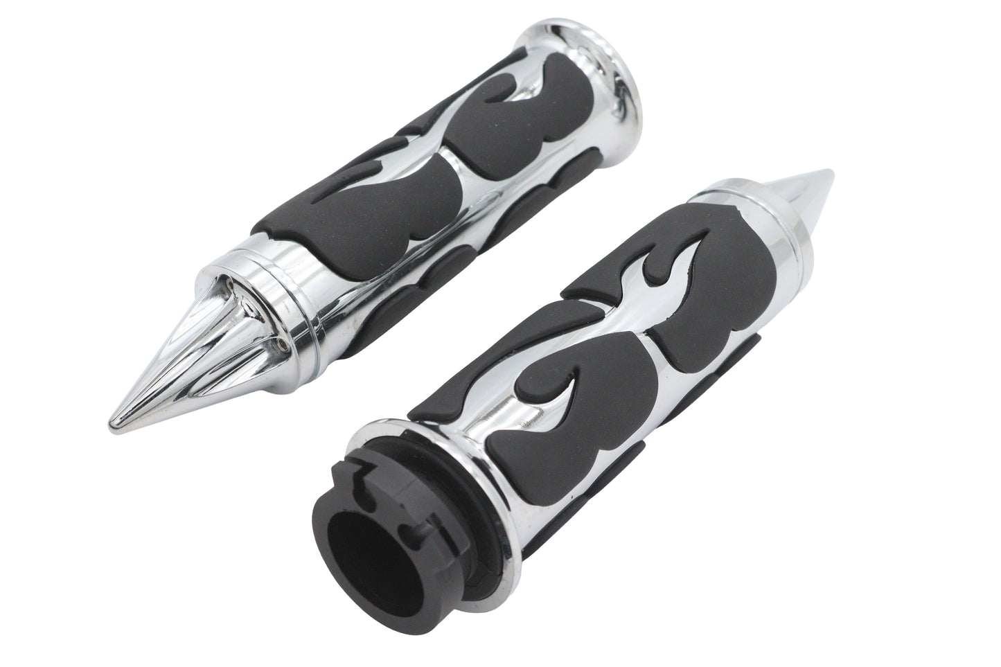 HARLEY Ultima Spiked Flame Grip Set Chrome Fits Custom 0- , application