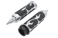 HARLEY Ultima Spiked Flame Grip Set Chrome Fits Custom 0- , application