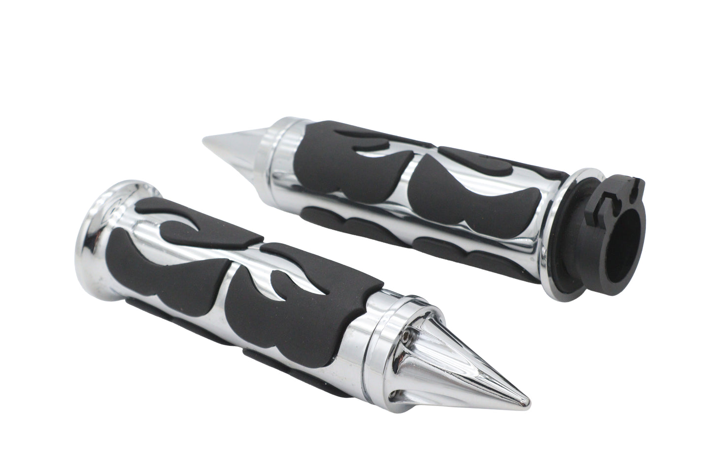 HARLEY Ultima Spiked Flame Grip Set Chrome Fits Custom 0- , application
