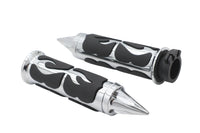 HARLEY Ultima Spiked Flame Grip Set Chrome Fits Custom 0- , application