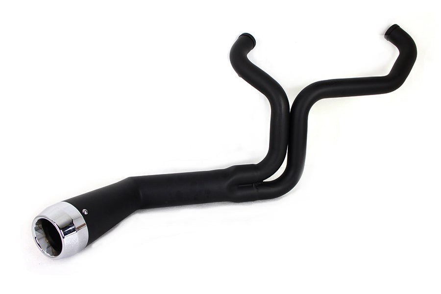 HARLEY FLT Offset Megaphon 2:1 1-3/4 Zoll Auspuff Schwarz mit Chrom Passend für 2006-2016 FLT,