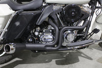 HARLEY FLT Offset Megaphon 2:1 1-3/4 Zoll Auspuff Schwarz mit Chrom Passend für 2006-2016 FLT,