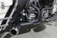 HARLEY FLT Offset Megaphon 2:1 1-3/4 Zoll Auspuff Schwarz mit Chrom Passend für 2006-2016 FLT,