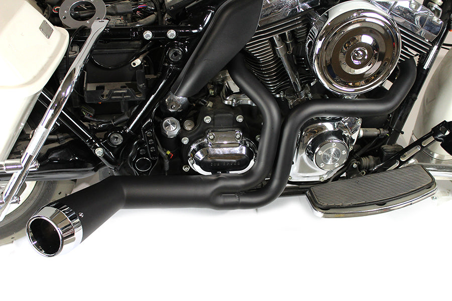HARLEY FLT Offset Megaphone 2:1 Auspuff Schwarz mit Chromspitze Passend für 1985-2005 FLT,
