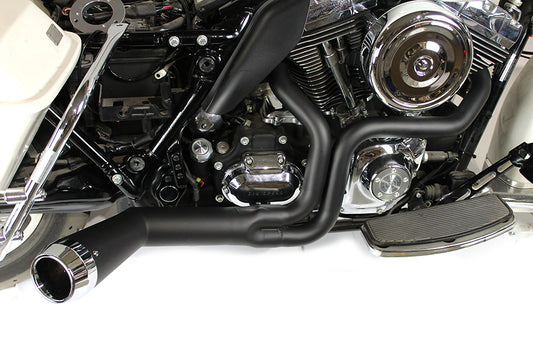 HARLEY FLT Offset Megaphone 2:1 Auspuff Schwarz mit Chromspitze Passend für 1985-2005 FLT,