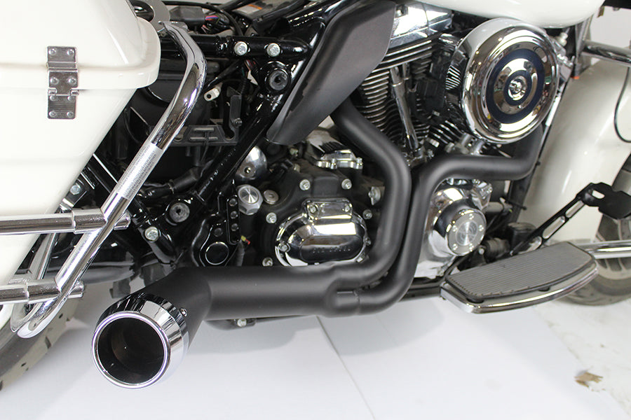 HARLEY FLT Offset Megaphone 2:1 Auspuff Schwarz mit Chromspitze Passend für 1985-2005 FLT,