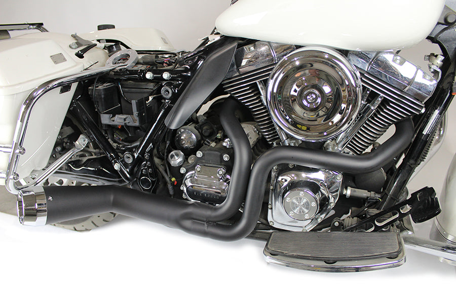 HARLEY FLT Offset Megaphone 2:1 Auspuff Schwarz mit Chromspitze Passend für 1985-2005 FLT,