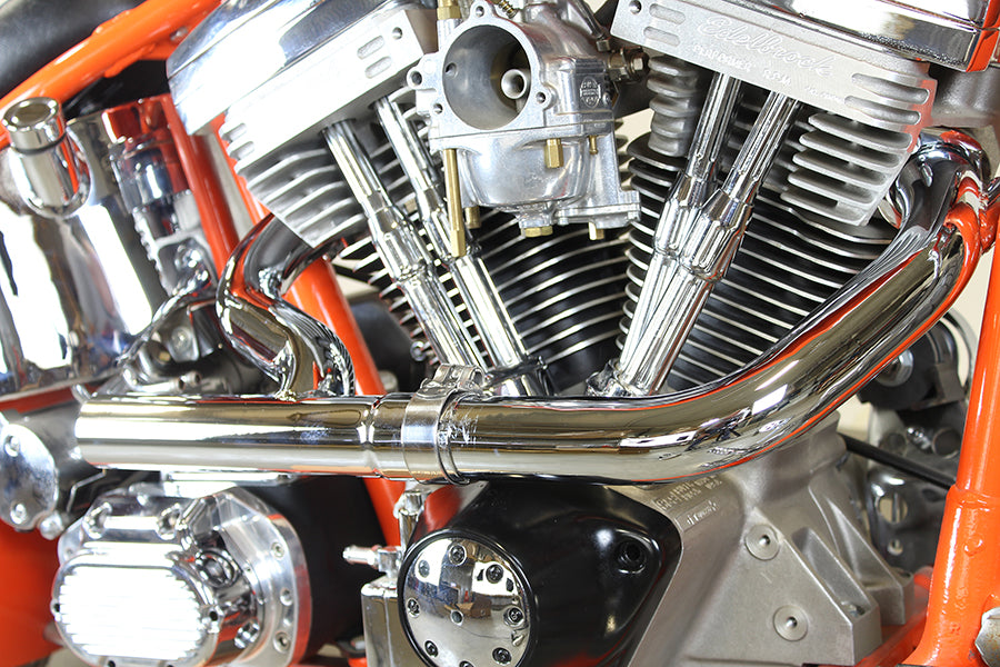 HARLEY 2:1 Siamese Auspuffkrümmer-Set Chrom passend für 0-  Custom, Anwendung