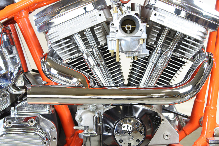 HARLEY 2:1 Siamese Auspuffkrümmer-Set Chrom passend für 0-  Custom, Anwendung