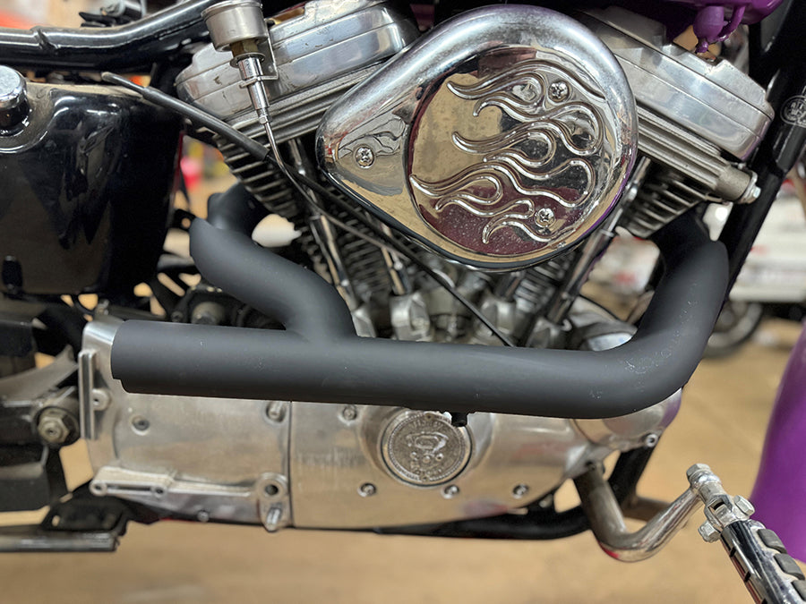 HARLEY 2:1 Siamese Auspuffkrümmer-Set Schwarz Passend für 0- Custom, Anwendung