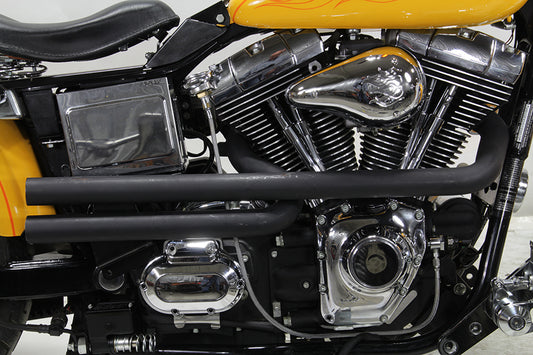 HARLEY Auspuffanlage Drag Pipe Set schwarz Schrotflinten-Stil passend für 1991–2017 FXD,