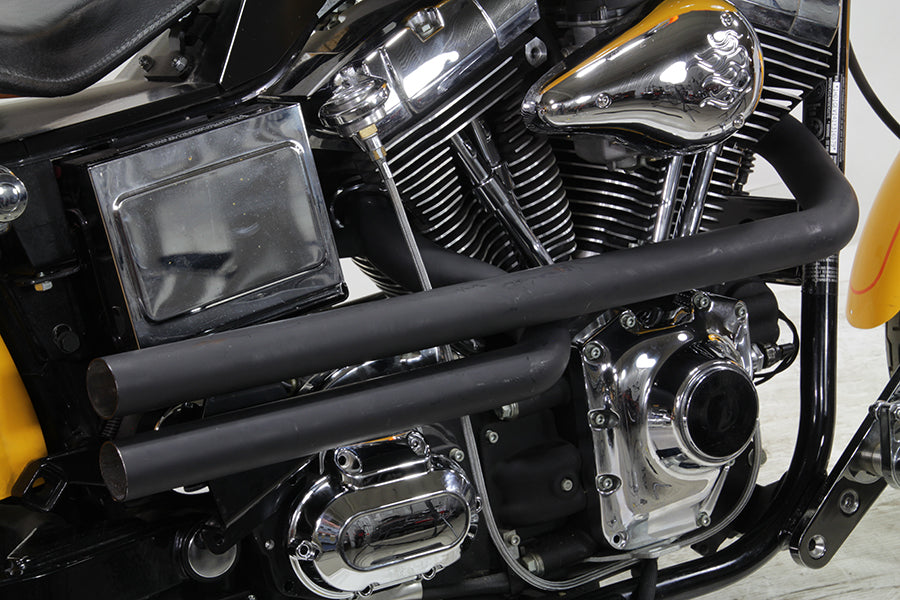 HARLEY Auspuffanlage Drag Pipe Set schwarz Schrotflinten-Stil passend für 1991–2017 FXD,