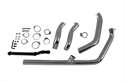 HARLEY Chrom 2-in-1 Auspuffkrümmer-Kit passend für 1970-1984 FL, mit Hitzeschildern