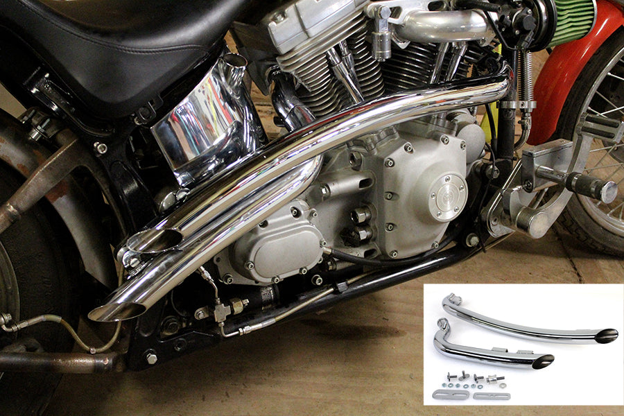 HARLEY gebogenes Radius 2 Zoll Drag Pipe Set Chrom Passend für 1986-2017 FXST, 1986-2017 FLST,