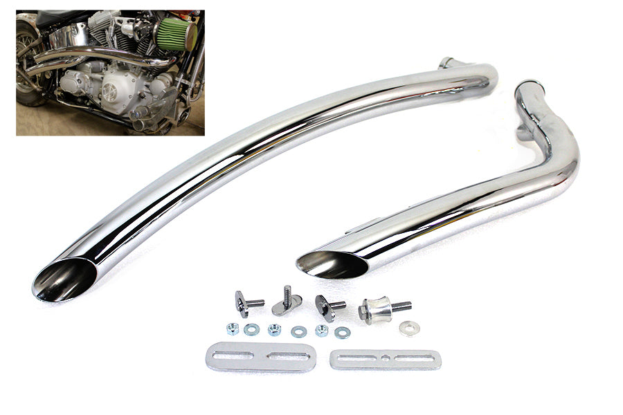 HARLEY gebogenes Radius 2 Zoll Drag Pipe Set Chrom Passend für 1986-2017 FXST, 1986-2017 FLST,