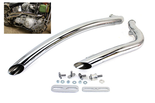 HARLEY gebogenes Radius 2 Zoll Drag Pipe Set Chrom Passend für 1986-2017 FXST, 1986-2017 FLST,