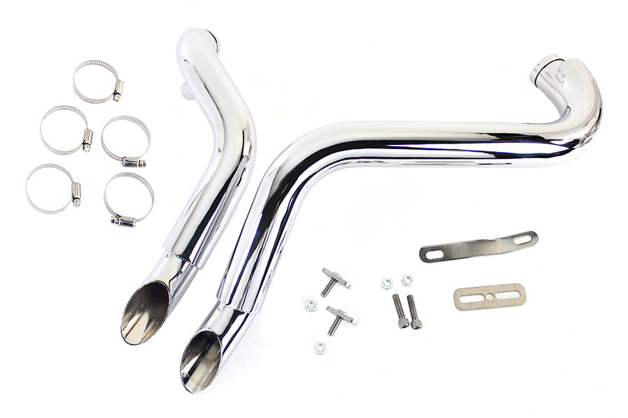 HARLEY Straight Down Drag Pipe Set Chrom mit Hitzeschildern Passend für 1986-2017 FXST,