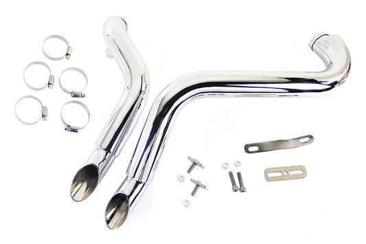 HARLEY Straight Down Drag Pipe Set Chrom mit Hitzeschildern Passend für 1986-2017 FXST,