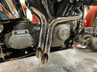 HARLEY Straight Down Drag Pipe Set Chrom mit Hitzeschildern Passend für 1986-2017 FXST,