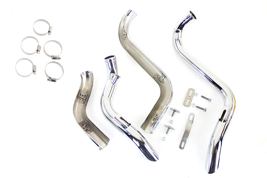 HARLEY Straight Down Drag Pipe Set Chrom mit Hitzeschildern Passend für 1986-2017 FXST,