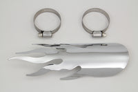 HARLEY Chrom Flammen Hitzeschild Passend für 0- Zoll Custom, Anwendung für 2-1/4 Zoll Rohre"