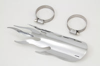 HARLEY Chrom Flammen Hitzeschild Passend für 0- Zoll Custom, Anwendung für 2-1/4 Zoll Rohre"