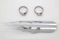 HARLEY Chrom Flammen Hitzeschild Passend für 0- Zoll Custom, Anwendung für 2-1/4 Zoll Rohre"