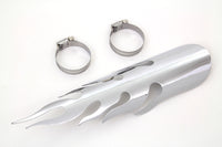 HARLEY Chrom Flammen Hitzeschild Passend für 0- Zoll Custom, Anwendung für 2-1/4 Zoll Rohre"