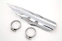 HARLEY Chrom Flammen Hitzeschild Passend für 0- Zoll Custom, Anwendung für 2-1/4 Zoll Rohre"